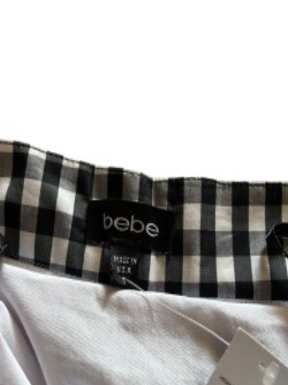 NWT Bebe Black & White Gingham High Waist Pleated Skirt Small - Picture 2 of 5